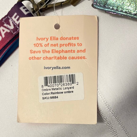 Brand New IVORY ELLA Iridescent Rainbow ID Keychain Wallet Lanyard - Picture 3 of 4